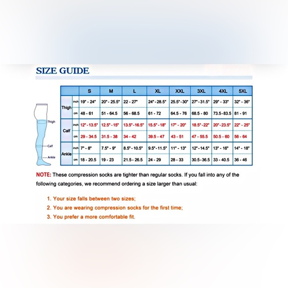 NIB Wanchel Plus Compression Socks Wide Calf for Women /Men 2 Pairs 20-30mmhg - Picture 13 of 13